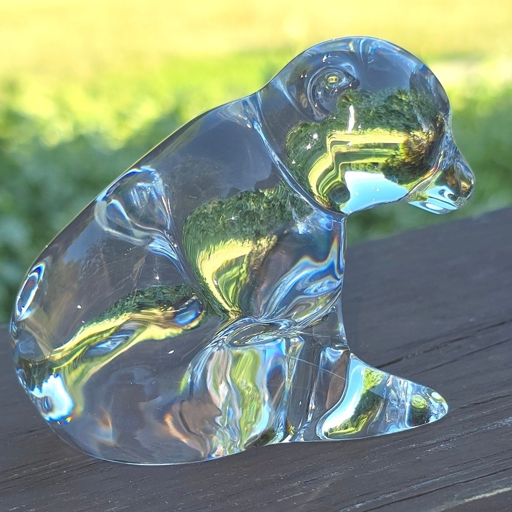 Lenox France Full Lead Crystal Polar Bear Bear Cub Figurine Paperweight Clear